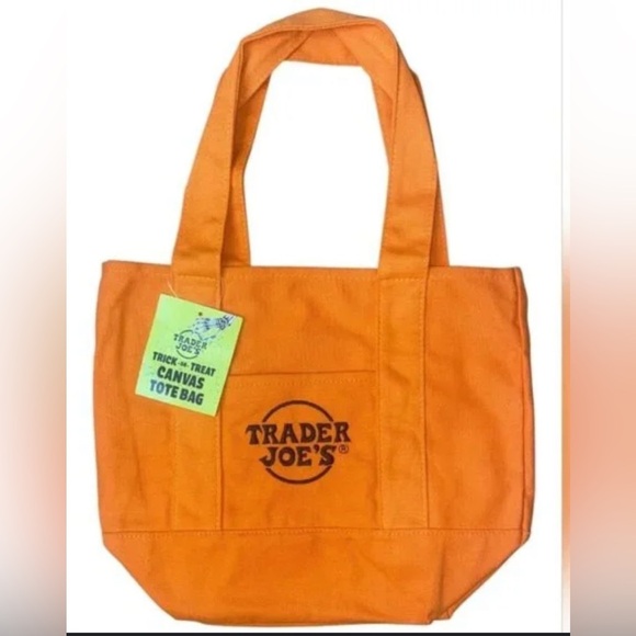 Trader Joe'S Handbags - Trader Joe's Halloween Orange Canvas Mini Tote NWT